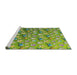 Serging Thickness of Machine Washable Transitional Yellow Green Rug, wshpat959