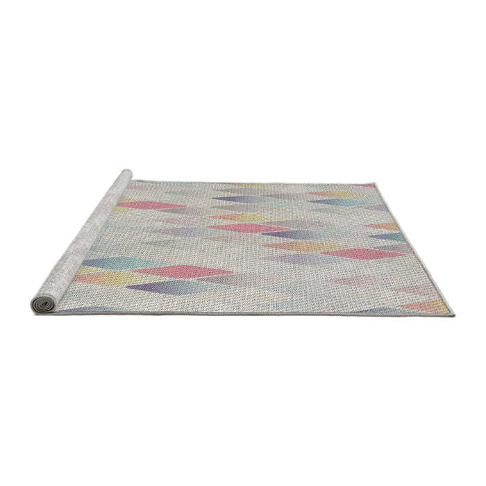 Serging Thickness of Machine Washable Transitional Rosy Pink Rug, wshpat96