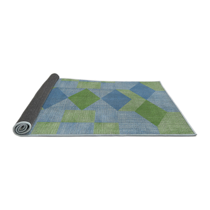 Thickness of Patterned Cyan Opaque Blue Novelty Rug, pat963