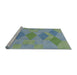 Serging Thickness of Machine Washable Transitional Cyan Opaque Blue Rug, wshpat963