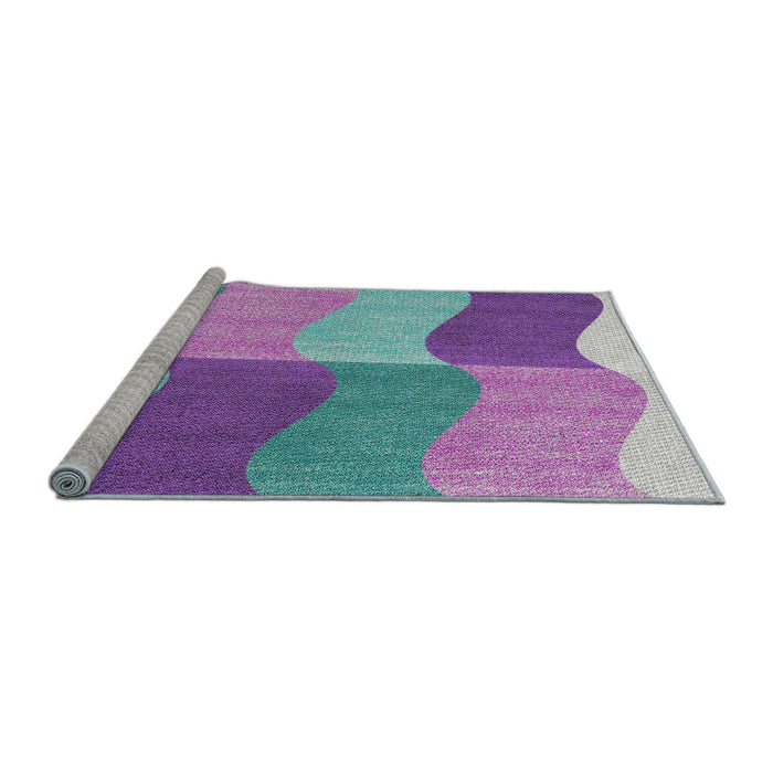 Serging Thickness of Machine Washable Transitional Purple Violet Purple Rug, wshpat966