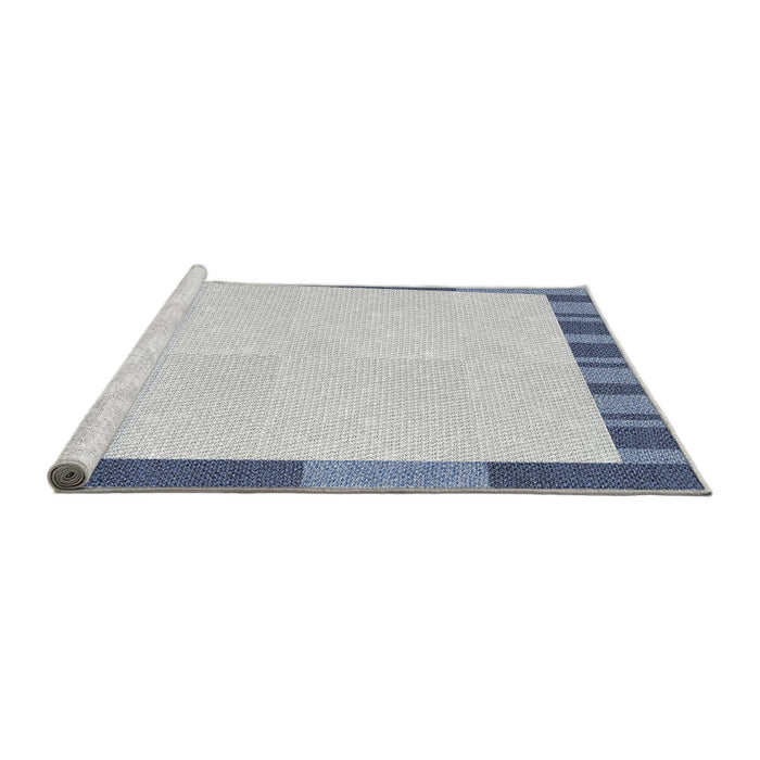 Serging Thickness of Machine Washable Transitional Water Blue Rug, wshpat967