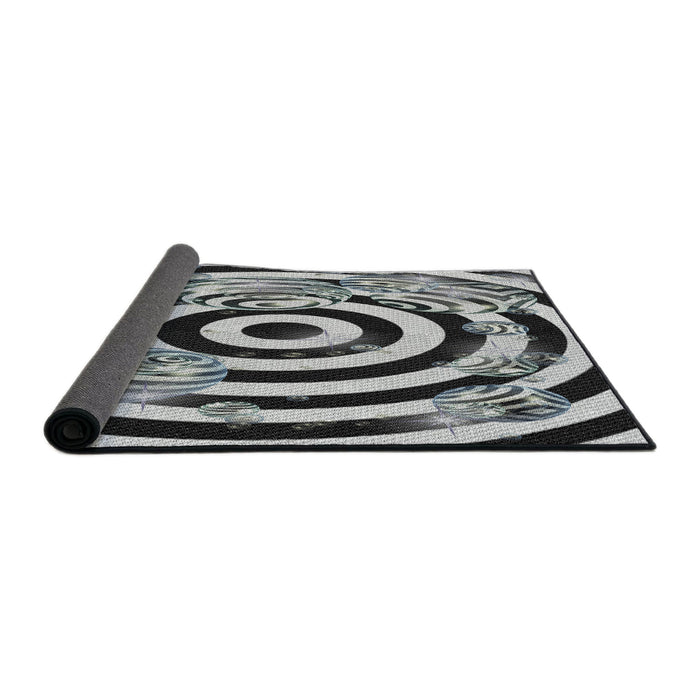 Thickness of Patterned Gunmetal Green Novelty Rug, pat968
