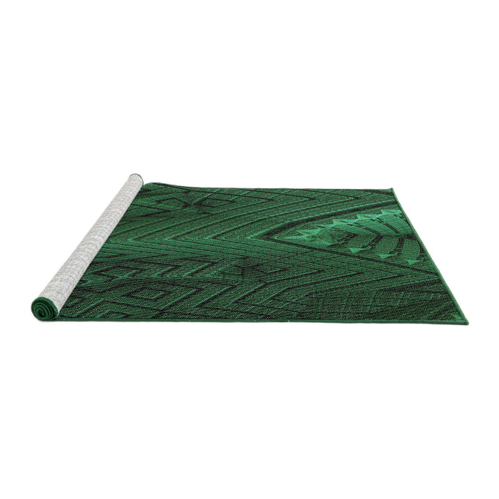 Serging Thickness of Machine Washable Transitional Dark Forest Green Rug, wshpat972