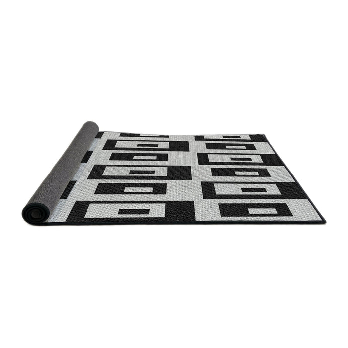 Thickness of Patterned Charcoal Black Novelty Rug, pat976
