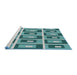 Serging Thickness of Machine Washable Transitional Teal Green Rug, wshpat977