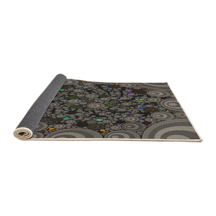 Thickness of Patterned Charcoal Black Novelty Rug, pat988