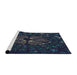 Serging Thickness of Machine Washable Transitional Night Blue Rug, wshpat989