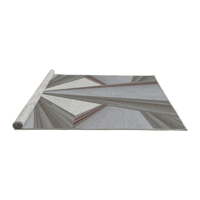 Serging Thickness of Machine Washable Transitional Light Gray Rug, wshpat990
