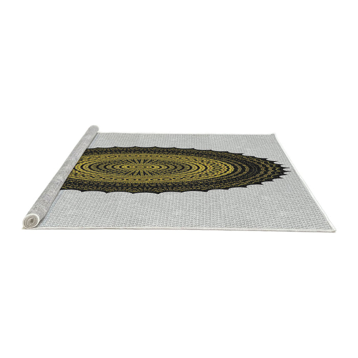 Serging Thickness of Machine Washable Transitional Gray Rug, wshpat996