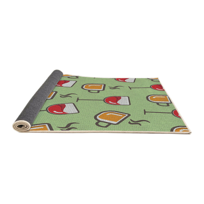 Thickness of Patterned Tea Green Novelty Rug, pat999