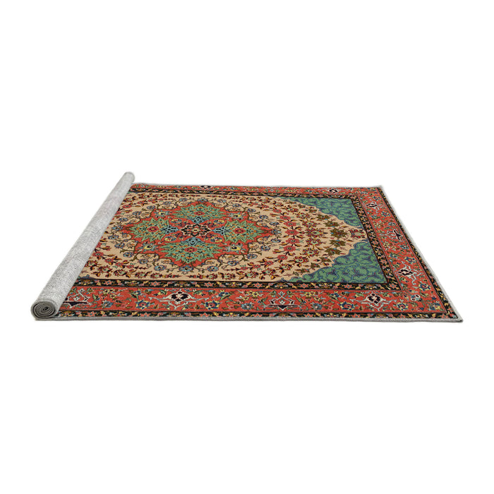 Sideview of Machine Washable Traditional Saffron Red Rug, wshtr1