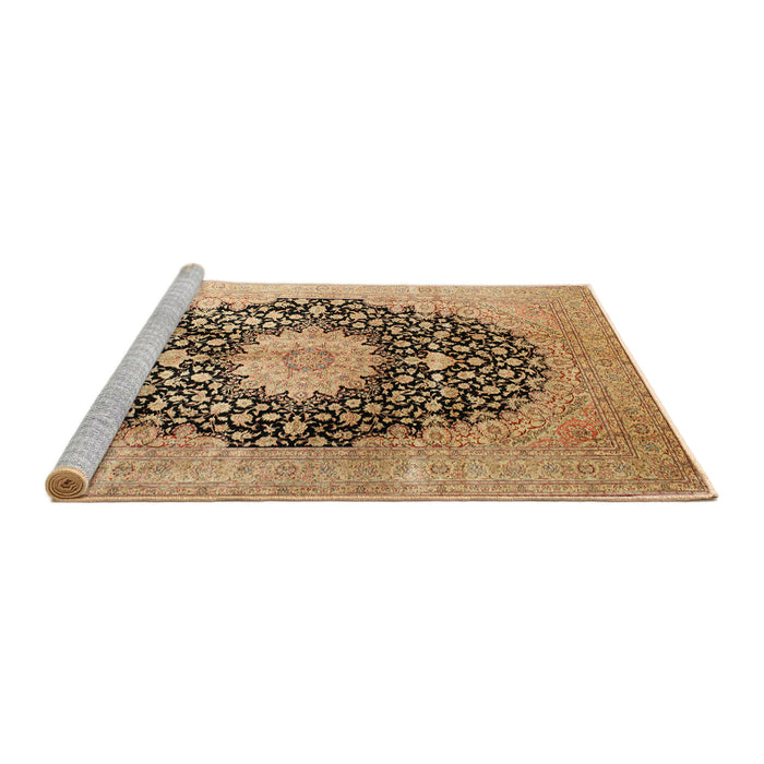 Sideview of Machine Washable Traditional Saddle Brown Rug, wshtr10