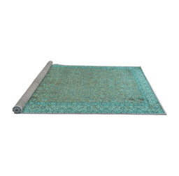 Sideview of Machine Washable Persian Light Blue Traditional Rug, wshtr1000lblu