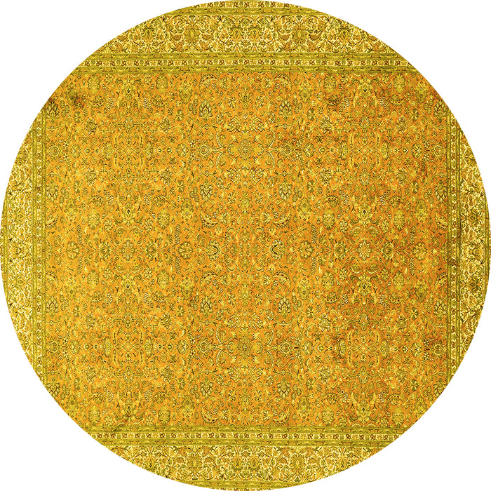 Round Persian Yellow Traditional Rug, tr1000yw