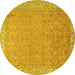 Round Persian Yellow Traditional Rug, tr1000yw