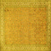 Square Machine Washable Persian Yellow Traditional Rug, wshtr1000yw