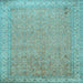 Square Machine Washable Persian Light Blue Traditional Rug, wshtr1000lblu