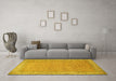 Machine Washable Persian Yellow Traditional Rug in a Living Room, wshtr1000yw