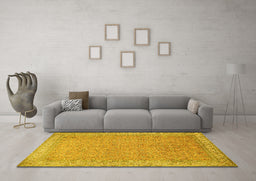 Machine Washable Persian Yellow Traditional Rug in a Living Room, wshtr1000yw