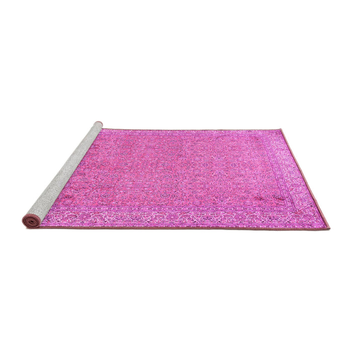Sideview of Machine Washable Persian Pink Traditional Rug, wshtr1000pnk