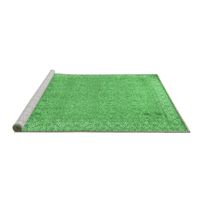 Sideview of Machine Washable Persian Emerald Green Traditional Area Rugs, wshtr1000emgrn
