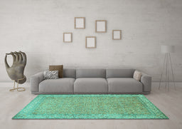 Machine Washable Persian Turquoise Traditional Area Rugs in a Living Room,, wshtr1000turq