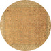 Round Persian Brown Traditional Rug, tr1000brn