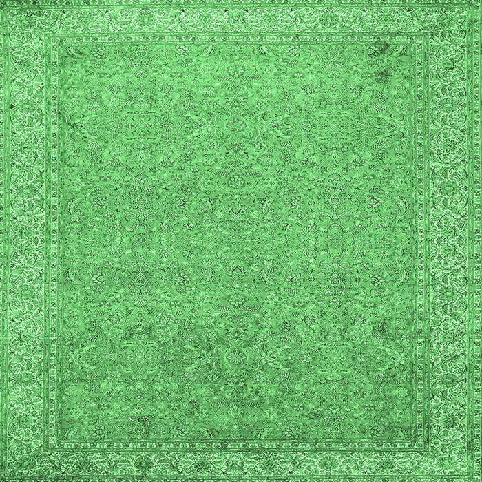 Square Machine Washable Persian Emerald Green Traditional Area Rugs, wshtr1000emgrn