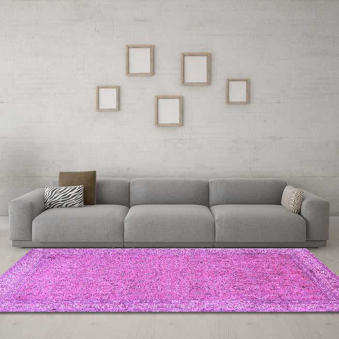 Machine Washable Persian Purple Traditional Area Rugs in a Living Room, wshtr1000pur