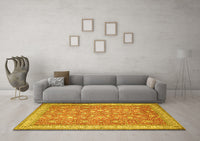 Machine Washable Persian Yellow Traditional Rug, wshtr1001yw