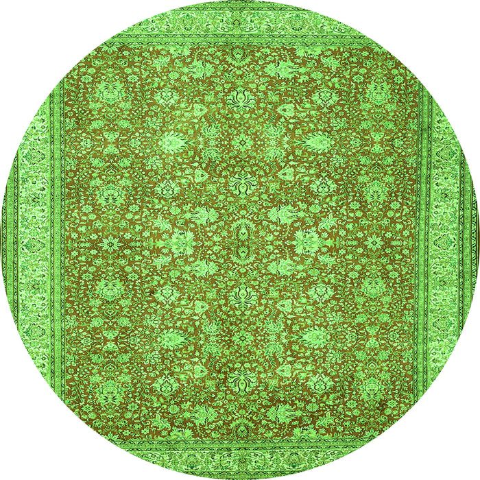 Square Persian Green Traditional Rug, tr1001grn