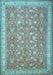 Machine Washable Persian Light Blue Traditional Rug, wshtr1001lblu