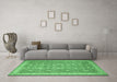 Machine Washable Persian Emerald Green Traditional Area Rugs in a Living Room,, wshtr1001emgrn