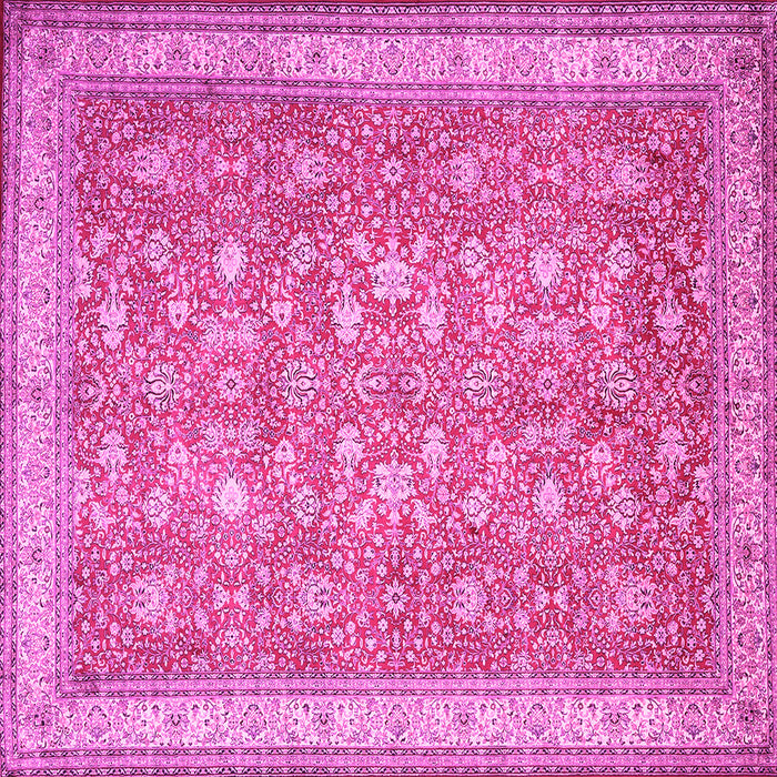 Square Machine Washable Persian Pink Traditional Rug, wshtr1001pnk