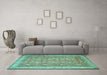 Machine Washable Persian Turquoise Traditional Area Rugs in a Living Room,, wshtr1001turq