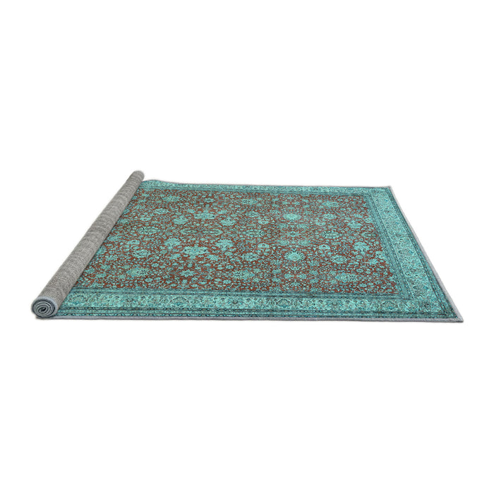 Sideview of Machine Washable Persian Light Blue Traditional Rug, wshtr1001lblu
