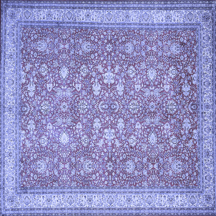Square Machine Washable Persian Blue Traditional Rug, wshtr1001blu