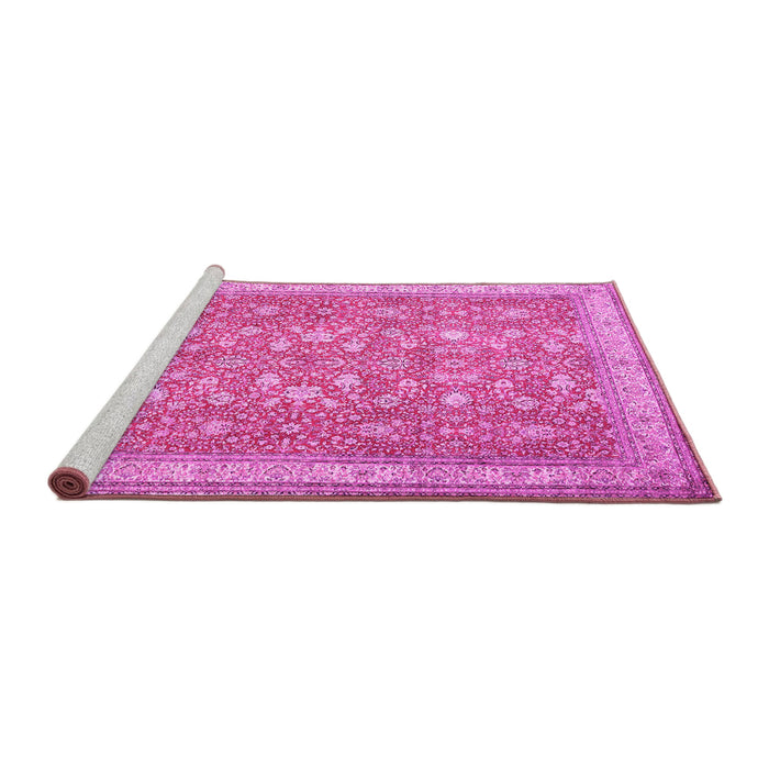 Sideview of Machine Washable Persian Pink Traditional Rug, wshtr1001pnk