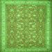 Round Machine Washable Persian Green Traditional Area Rugs, wshtr1001grn