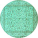 Round Persian Turquoise Traditional Rug, tr1002turq