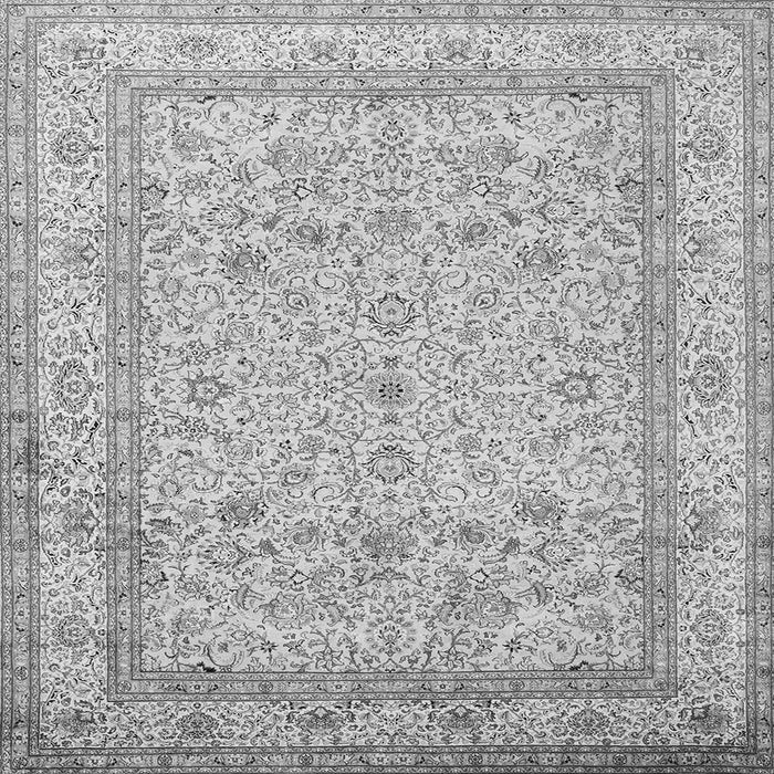 Round Machine Washable Persian Gray Traditional Rug, wshtr1002gry