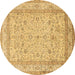 Round Persian Brown Traditional Rug, tr1002brn