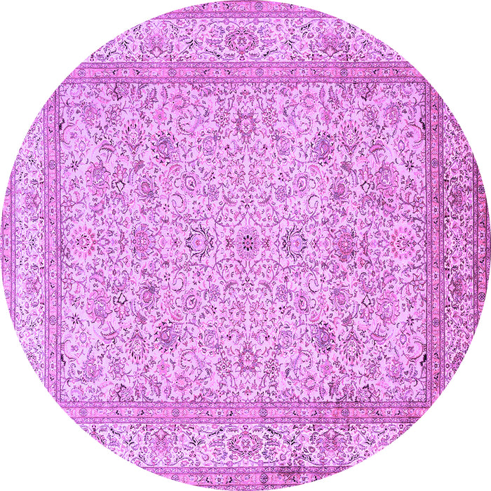Round Machine Washable Persian Purple Traditional Area Rugs, wshtr1002pur
