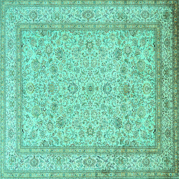 Square Persian Turquoise Traditional Rug, tr1002turq