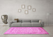 Machine Washable Persian Pink Traditional Rug in a Living Room, wshtr1002pnk