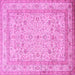 Square Machine Washable Persian Pink Traditional Rug, wshtr1002pnk