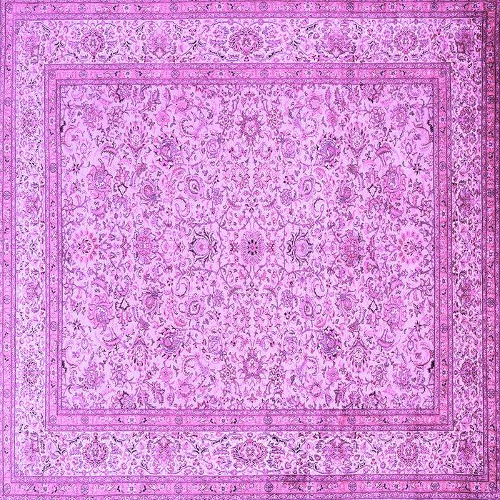 Square Machine Washable Persian Purple Traditional Area Rugs, wshtr1002pur