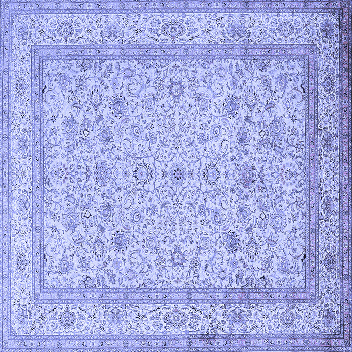 Square Machine Washable Persian Blue Traditional Rug, wshtr1002blu