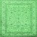 Square Machine Washable Persian Emerald Green Traditional Area Rugs, wshtr1002emgrn